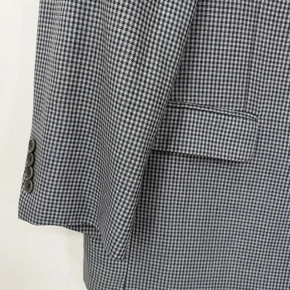 Turnberry Silk Wool Houndstooth Mens Blazer 50R Quiet Luxury Preppy Old Money